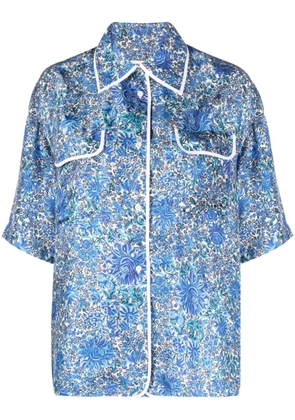 SANDRO floral-print silk shirt - Blue