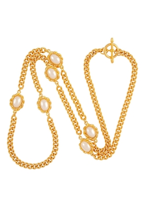 Susan Caplan Vintage 1980s faux-pearl chain link necklace - Gold