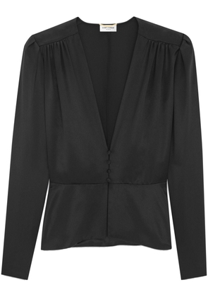 Saint Laurent silk peplum blouse - Black