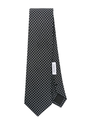 Calvin Klein patterned-jacquard silk tie - Black