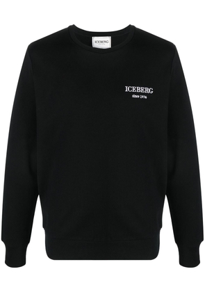 Iceberg logo-embroidered cotton sweatshirt - Black