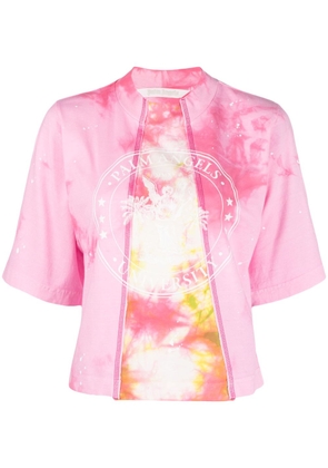 Palm Angels College tie-dye cropped T-shirt - Pink