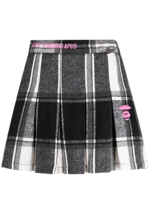 AAPE BY *A BATHING APE® logo-embroidered checkered pleated skirt - Black