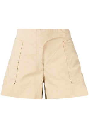 GANNI washed cotton shorts - Neutrals