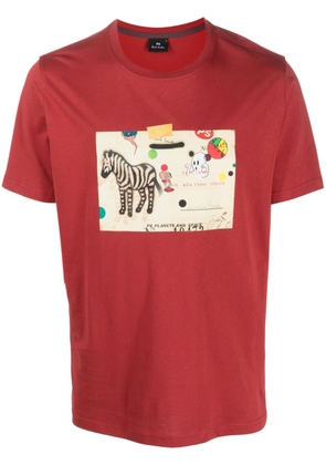 PS Paul Smith Zebra Card-print cotton T-shirt - Red