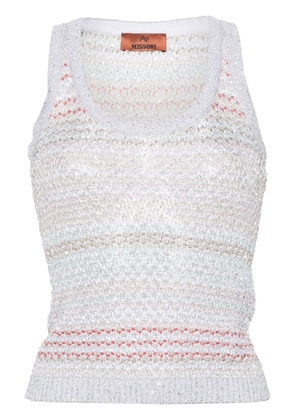Missoni crochet-knit sequined tank top - Silver