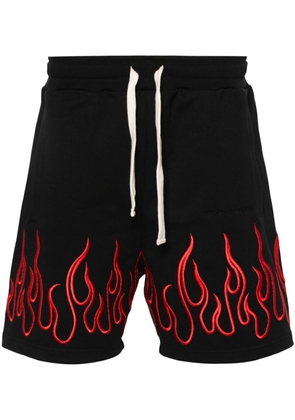 Vision Of Super flame-embroidered track shorts - Black