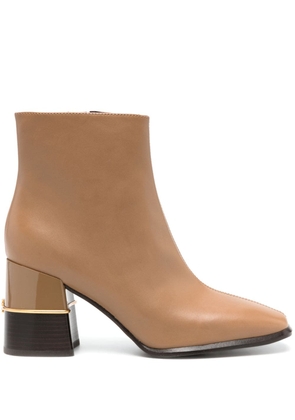 Tory Burch Double T 75mm leather ankle boots - Neutrals