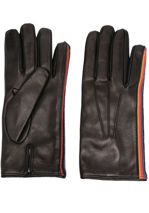 Paul Smith Artist Stripe trim leather gloves - Black