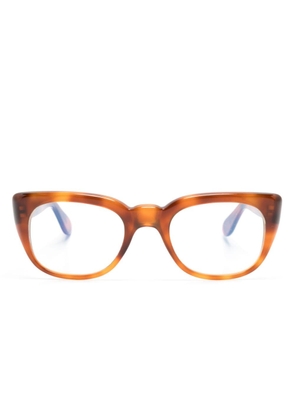 Lesca Date tortoiseshell square-frame glasses - Brown