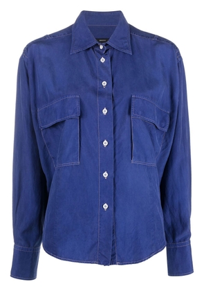 Gucci Pre-Owned 1990s contrast-stitch silk shirt - Blue