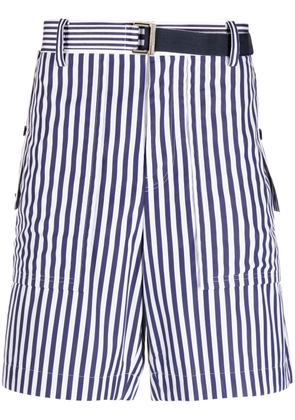 sacai vertical-stripe print cotton shorts - White