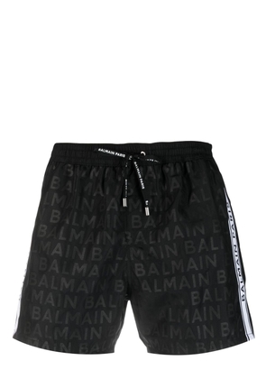Balmain logo-print drawstring swim shorts - Black