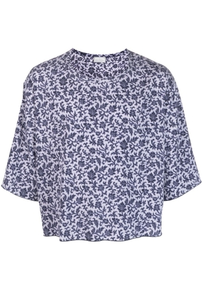 Pierre-Louis Mascia floral print silk T-shirt - Blue