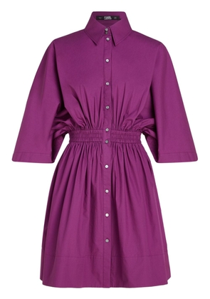 Karl Lagerfeld elasticated-waistband organic cotton shirtdress - Purple