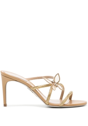 René Caovilla butterfly embellished strappy sandals - Brown
