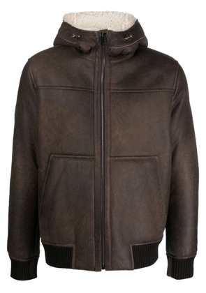 ERALDO hooded shearling leather jacket - Brown