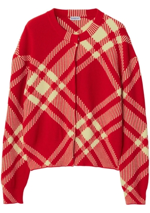 Burberry check-pattern button-up cardigan - Red