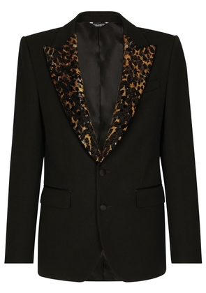 Dolce & Gabbana Sicilia-fit leopard-print tuxedo blazer - Black
