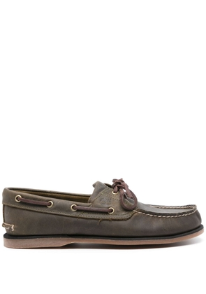 Timberland logo-embossed leather boat shoes - Green