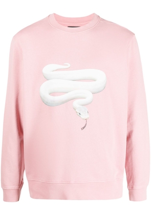 LES HOMMES snake-print crew-neck sweatshirt - Pink