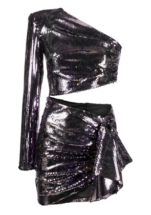 The New Arrivals Ilkyaz Ozel metallic asymmetrical cut-out dress - Purple