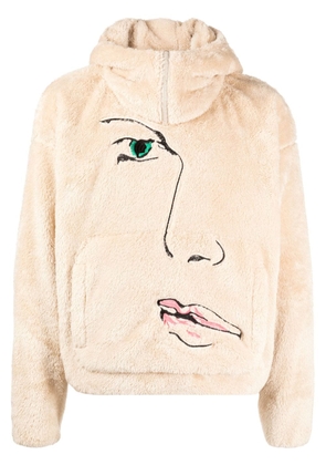 KidSuper embroidered-motif fleece hoodie - Brown