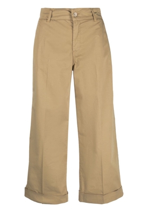 LIU JO wide-leg cropped cotton trousers - Neutrals