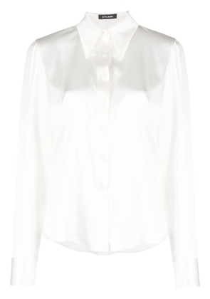 STYLAND pointed-collar stretch-silk shirt - Neutrals