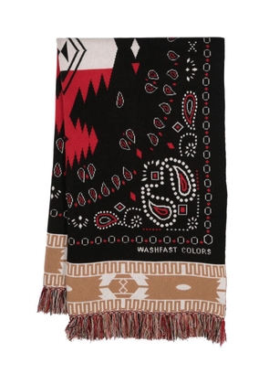Alanui intarsia-knit fringed-edge scarf - Black