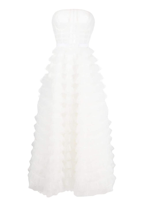 Ana Radu corset-style ruffled maxi dress - White