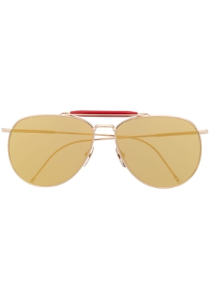Thom Browne Eyewear mirrored pilot-frame sunglasses - Gold