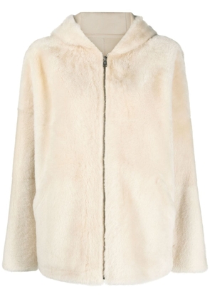 Yves Salomon shearling hooded jacket - White