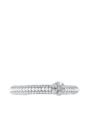 David Morris 18kt white gold diamond Pearl Rose bangle - Silver