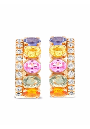 Pragnell 18kt rose gold Rainbow sapphire and diamond hoop earrings - Pink