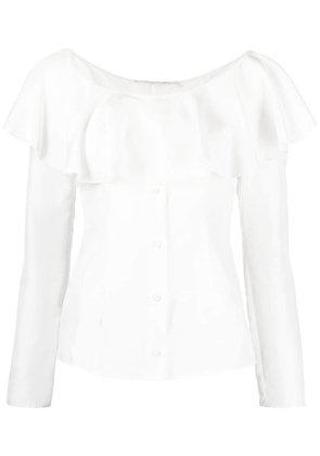Philosophy Di Lorenzo Serafini off shoulder frilled silk blouse - White