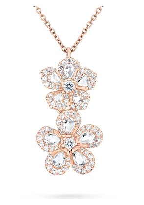 David Morris 18kt rose gold Miss Daisy Double Flower diamond pendant necklace - Pink