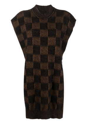 Uma Wang checkerboard-pattern knitted vest - Brown