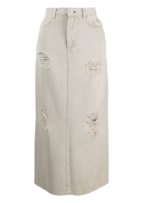 Acne Studios distressed-effect organic cotton skirt - Neutrals
