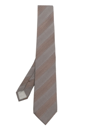 Giorgio Armani diagonal-stripe silk-blend tie - Brown