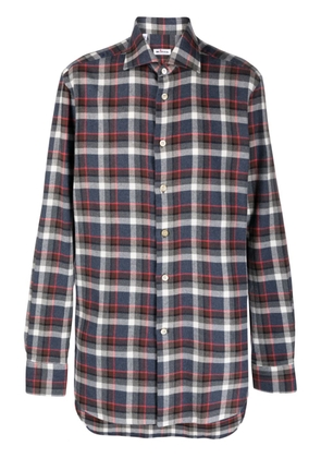 Kiton check-pattern cotton shirt - Grey