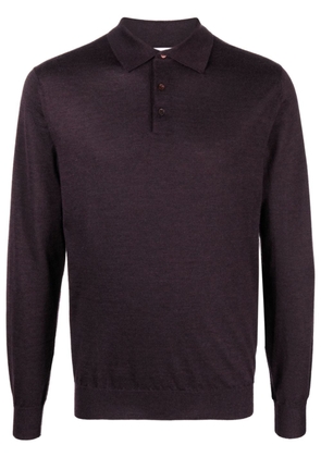 Cruciani fine-knit long-sleeved polo shirt - Purple