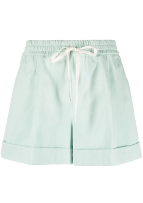 TWINSET pleat-detail drawstring-waist shorts - Green