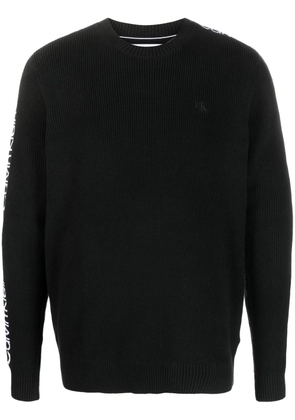 Calvin Klein logo-tape crew-neck sweatshirt - Black