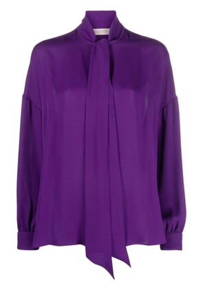 Valentino Garavani scarf-detail silk blouse - Purple
