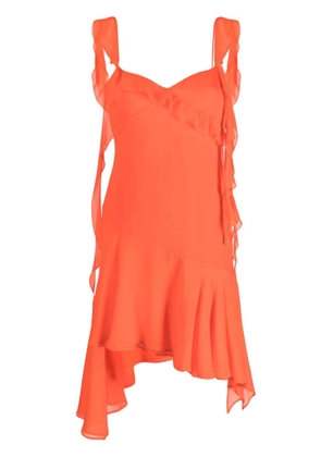 THE ANDAMANE asymmetric cold-shoulder silk-chiffon minidress - Orange