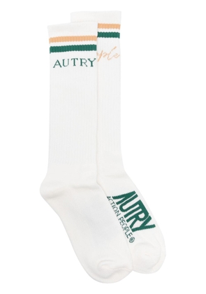 Autry logo-embroidered cotton socks - White