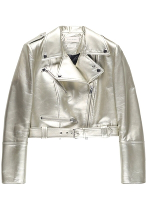 Alexander McQueen metallic cropped biker jacket - Gold