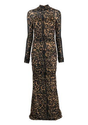 Blumarine leopard-print ruched dress - Black