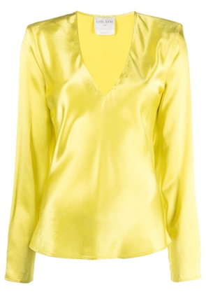 Forte Forte V-neck long-sleeve satin blouse - Yellow